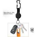 Miniatyrbild 3 av 5: Retrakterbart Nyckelring Nyckelband Heavy Duty Utökningsbart Snöre med Bältesklämma, Badge Reel Clips Förlängare för Arbets-ID-Korthållare, Svart, 2-pack