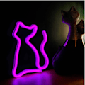 Miniatyrbild 2 av 4: Neon-skylt med katt - väggdekoration med LED-skylt, batteridriven   USB-driven, rosa