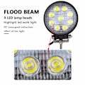 Miniatyrbilde 2 av 5: 2 stk 4 tommer 27W Rundt Flomlys LED Lys Bar, Bred Lysstråle Arbeidslys for Off Road Truck SUV og 4x4 Tåkelys