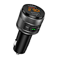 Miniatyrbillede 1 af 5: Bluetooth FM-sender til bil, trådløs radiosenderadapter bilsæt, dobbelte USB-porte, QC3.0, understøtter USB-flashdrev musikafspilning