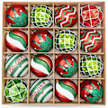 Miniatyrbilde 1 av 3: 16 stk Julekuler 16 8cm Plast Julefarge Kule Juletre Henger Ornament Henger Ornamenter red,green,white