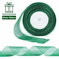 Miniatyrbild 2 av 6: Transparent band, 40 mm x 48 yards, dubbelsidig transparent chiffongband för presentinslagning, julbröllopsfestceremonidekorationer Green