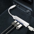Pikkukuva 5 / 5: Type-C-keskitin, Ultra-ohut 4 portin keskitin USB 3.0/2.0 -liitäntöineen, USB A - USB C -sovittimella, yhteensopiva MacBookin, Mac Pron, PC:n, flash-aseman ja ulkoisen kiintolevyn kanssa