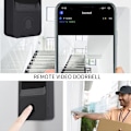 Miniatyrbillede 3 af 5: Dørklokke med Kamera, Videodørklokke med Cloud Opbevaring, Trådløs Klokke, WLAN Klokke, Personlig Detektion med AI, Genopladelige Batterier (Sort)