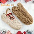 Miniatyrbild 5 av 6: Toffelsockor för män och kvinnor, fluffiga strumpor med grepp, halkfria fleecefodrade, termiskt stöd, julklapp M 40-42 Off White 40-42