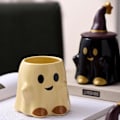 Miniatyrbillede 4 af 4: Halloween Spøgelse Keramisk Krus, Nyhed Te Kop, 401-500ml Halloween Kaffe Krus med Låg - Venlig Spøgelse (Sort) Black