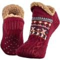 Miniatyrbild 1 av 6: Toffelsockor för män och kvinnor, fluffiga strumpor med grepp, halkfria fleecefodrade, termiskt stöd, julklapp M 40-42 Wine Red 40-42