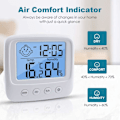 Miniatyrbillede 3 af 4: Digitalt Hygrometer Indendørs Termometer Rumtermometer og Fugtighedsmåler med Temperatur Fugtighedsmonitor, Baggrundsbelysning, Ur & ℃/℉ Funktion