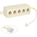 Miniatyrbilde 1 av 5: 5-veis Uttak 6P4C RJ11 Telefon Modulær Jack Linjesplitter Adapter Beige 1-inn-5-ut