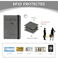 Miniatyrbild 3 av 5: Passhållare PU Läder RFID-blockerande Passfodral Reseplånbok Fodral med Kortplats & Elastisk Rem Passfodral (Grå) grey