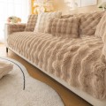 Miniatyrbillede 1 af 5: Kanin Plys Sofa Betræk 70x210CM, Blød Varmt Sofa Betræk Til Hjørne L-Form, Skridsikker Fløjl Sofa Pudebetræk, Tyk Møbelbeskytter