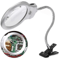 Miniatyrbillede 5 af 5: 2,25x/5x LED-belyst forstørrelsesglas med metal slange, forstørrelsesglas til bord, læsning, LED-lampe med klemme