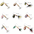 Miniatyrbillede 2 af 4: 10 stk. Sæt af Sequins Spinner Fiske-Lokker med Krog, Livagtig Roterende Metal Fiske-Agnsæt Crankbaits Sæt Fiskegrej Skarpe Treble Kroge