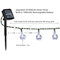 Miniatyrbillede 4 af 5: Solcellehavelys, 11 meter 60 LED Solcelledrevet Lysstreng Vandafvisende, Solcelledrevet Krystal Kugle Dekorative Lys til Have, Festival, Fester, Hvid White