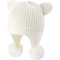 Miniatyrbillede 1 af 5: Baby Vinterhue, Sød Bjørnøre Beanie, Varmt Fleeceforet Strikket Hat (50-52cm) L,50-52cm