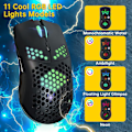 Miniatyrbilde 4 av 5: Trådløs Gaming Mus, Datamus med Honeycomb-skall, 11 RGB Bakgrunnsbelyst, 3400 DPI, 6 Programmerte Knapper, USB-mottaker, Trådløs Mus for PC/Mac/Laptop