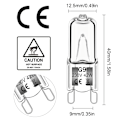 Miniatyrbillede 2 af 5: 12 stk. G9 halogenpærer 42W 230V 2800K varm hvid 580lm, klare kapsel halogenlamper dæmpbare, ingen stroboskop, ingen flimmer