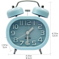 Miniatyrbild 3 av 5: Retro Analog Väckarklocka 3\" Dubbel Klocka Quartz Väckarklockor Tyst Svepande Ljudlös Sängklocka Högljudd Alarm Batteridriven med Nattlampa, Blå