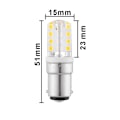 Miniatyrbilde 5 av 5: 2 stk. Små Maisformede LED-pærer, Dimbar BA15D, For Symaskin Kjøleskap Apparatlys Varmt Lys