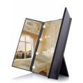 Miniatyrbild 1 av 3: Tri-Fold Smink Spegel Reseförpackning Fick Spegel med 8 LED-lampor Batteri Ingår - Svart black