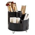 Miniatyrbillede 2 af 5: 360 Graders Makeup Organizer Spinnende Kosmetik Display Cases med 5 Rum Acryl Klar Rund Drejeskive Opbevaringsskuffe Counter Organizer Case,B B