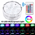 Miniatyrbillede 2 af 5: Undervands 10 LED Lys, RGB Multicolor Vandtætte Batteridrevne Lys med IR Fjernbetjening