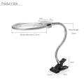 Miniatyrbillede 3 af 5: 2,25x/5x LED-belyst forstørrelsesglas med metal slange, forstørrelsesglas til bord, læsning, LED-lampe med klemme