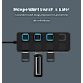 Miniatyrbillede 2 af 5: 4-Port USB 2.0 Hub med individuelle LED-belyste strømknapper [Opladning IKKE understøttet] til Mac & PC (Sort USB 2.0)