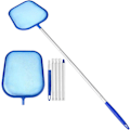 Miniatyrbillede 1 af 5: Pool Skimmer, Fintmasket Poolblad Net Heavy Duty Deep Pocket Leaf Rake med Aluminium Teleskopstang til Have Dam Springvand