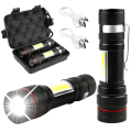 Miniatyrbillede 1 af 5: Superkraftig LED-lommelygte - 2 stk. T6 2000 lumen genopladelig lommelygte, IPX5 vandtæt taktisk lommelygte, 3-tilstands USB-lommelygte med plastiketui