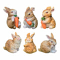 Miniatyrbillede 1 af 5: 6 stk. Kaniner Havepynt Mini Resin Kanin Figurer Kaniner Holder Gulerødder Udendørs Mikro Landskab Have Påskepynt (Brun)