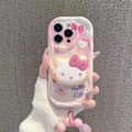 Miniatyrbild 4 av 5: Kompatibelt Sött Kattfodral för iPhone, Rosa Kawaii med Ställ och Hänge, Tecknad Mjukt TPU Telefonskal iPhone 11 iPhone11