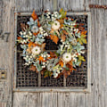 Miniatyrbild 2 av 3: 18\" Thanksgiving Halloween Dörrkrans för Framdörr, Höstsimuleringskrans, Konstgjord Krans med Pumpa, Lönnlöv, Tallkottebär för Upphängning