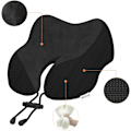Miniatyrbillede 1 af 2: Rejsepude Nakkepude til Rejsefly Flyvning Memory Foam Flypude til Biler, Tog, Hjem, Kontorer (Sort)