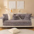 Miniatyrbillede 5 af 5: Kanin Plys Sofa Betræk 70x210CM, Blød Varmt Sofa Betræk Til Hjørne L-Form, Skridsikker Fløjl Sofa Pudebetræk, Tyk Møbelbeskytter