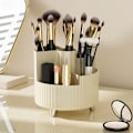 Miniatyrbillede 3 af 5: 360 Graders Makeup Organizer Spinnende Kosmetik Display Cases med 5 Rum Acryl Klar Rund Drejeskive Opbevaringsskuffe Counter Organizer Case, A A