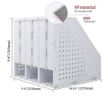 Miniatyrbilde 2 av 4: Foldbar magasinholder med 3 rom, justerbar, robust, for skrivebord, dokumentarkiv, display, lys grå