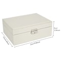 Miniatyrbillede 2 af 5: Smykkeskrin, dobbeltlags PU læder opbevaringsboks til kvinder til ringe, øreringe, armbånd, halskæder, smykkeorganisator gaveæske (Mors dags gave) White
