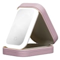 Miniatyrbillede 2 af 5: LED Tre-farvet justerbar makeup spejl, LED spejl makeup boks, kosmetisk opbevaringsboks, high-end smykkeskrin, smykkeskrin, Pink