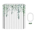 Miniatyrbillede 1 af 5: Vandtæt Bruseforhæng, Anti-Muld Bruseforhæng, Polyester Grønt Bladplante Print Vaskbart, til Hjem Badekar Brusebad (150*200cm) 150*200