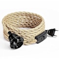 Miniatyrbilde 1 av 5: 4,5 m 2-leder elektrisk kabel i lin, med E27-sokkel og bryter, for DIY-lampe (uten pære)