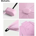 Pikkukuva 4 / 4: Taitettava matkavarjo, pieni ja kompakti sateenvarjo auringolta ja tuulelta, UV-sateenvarjo vetoketjullisella kotelolla naisille ja tytöille Pink