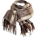Miniatyrbild 2 av 6: Dam Vinter Tartan Scarf, Lång Vinterscarf, Mjuka Varma Scarfar, Tofssjal, Lång Stola, Julklapp Coffee