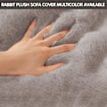Miniatyrbilde 4 av 6: Tykk Kanin Plysj Sofatrekk 1 2 3 Seter, Sklisikre Sofatrekk, Morsomt Fuzzy Sofatrekk, Varme Fløyels Sofaputetrekk (90x210cm) Dark gray 90*210cm