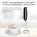 Miniatyrbilde 5 av 5: Elektrisk Melkeskummer Håndholdt med Stativ i Rustfritt Stål, Cappuccino Skummer, Visp Drikkemikser Mini Blender for Kaffe, Latte, Matcha, Varm Sjokolade