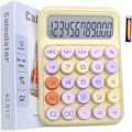 Pikkukuva 1 / 6: Luova karkkivärinen elektroninen laskin, pyöreä nappilaskin, 12-numeroinen LCD ja suuret pyöreät napit, söpö laskin toimistoon, kouluun, kotiin Yellow