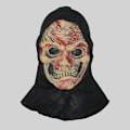 Pikkukuva 2 / 2: Halloweenin pelottava zombinaamio, pelottava naamio, lateksikauhuasu cosplay-tarvikkeet aikuisille verhon kanssa, Halloween-juhlatarvikkeet