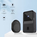 Miniatyrbillede 2 af 5: Dørklokke med Kamera, Videodørklokke med Cloud Opbevaring, Trådløs Klokke, WLAN Klokke, Personlig Detektion med AI, Genopladelige Batterier (Sort)