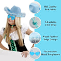 Miniatyrbilde 2 av 5: for Women Men Western Cow Girl Hat med hjertebriller Dress Up bursdag Halloween Cow Girl kostyme for Bachelorette, Bachelor Party tilbehør（Blå）