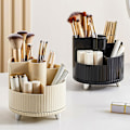 Miniatyrbillede 4 af 5: 360 Graders Makeup Organizer Spinnende Kosmetik Display Cases med 5 Rum Acryl Klar Rund Drejeskive Opbevaringsskuffe Counter Organizer Case,B B